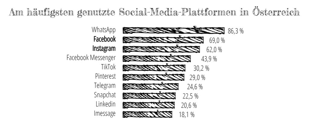 statistik welche sozialmedia plattform am häufigsten genutz wird